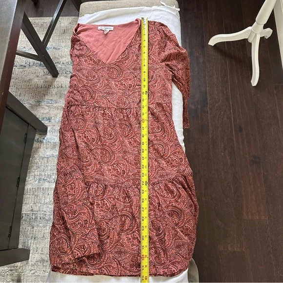 Lucky Brand Paisley Boho Babydoll Dress Small Long Sleeve Tiered - Picture 10 of 11